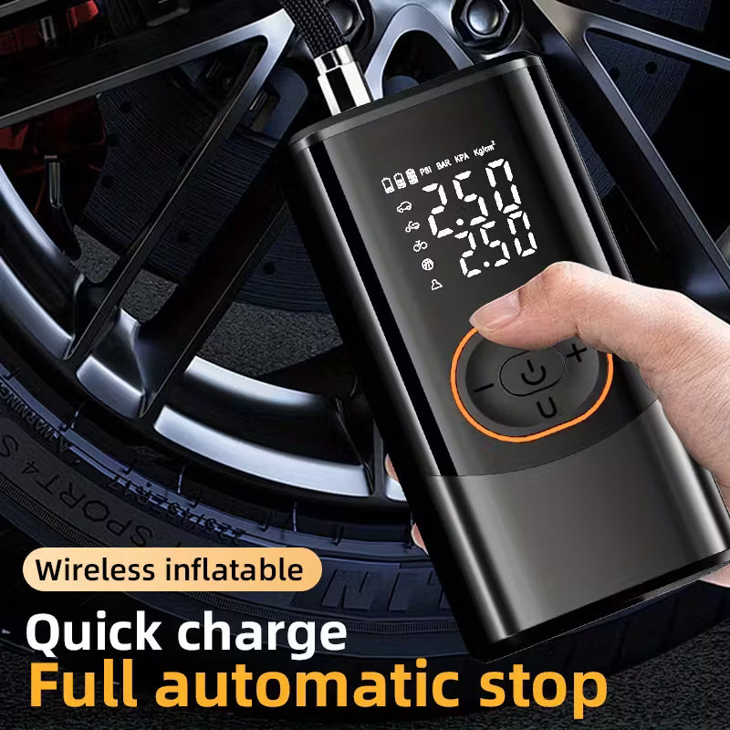 Smart Wireless Car Air Pump - Portable Dual Screen Tire Inflator for Cars & Bicycles