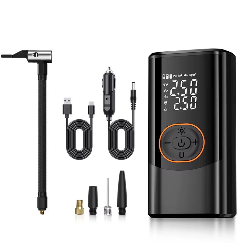 Smart Wireless Car Air Pump - Portable Dual Screen Tire Inflator for Cars & Bicycles