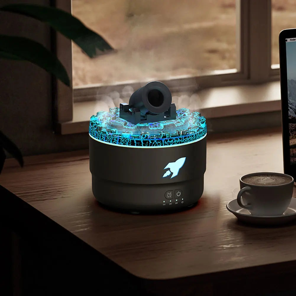 Volcanic Crack Light Cannon Humidifier - Aromatherapy Essential Oil Diffuser for a Relaxing Bedroom Atmosphere