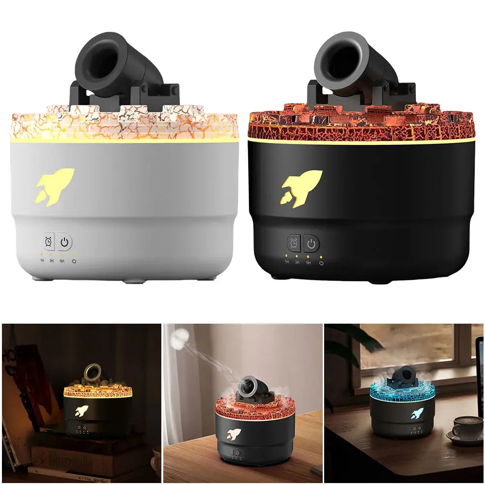 Volcanic Crack Light Cannon Humidifier - Aromatherapy Essential Oil Diffuser for a Relaxing Bedroom Atmosphere