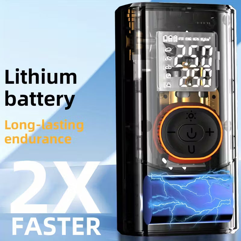 Smart Wireless Car Air Pump - Portable Dual Screen Tire Inflator for Cars & Bicycles